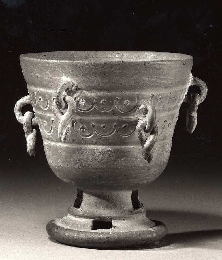 Pedestal cup with pendants, Stoneware, Korea