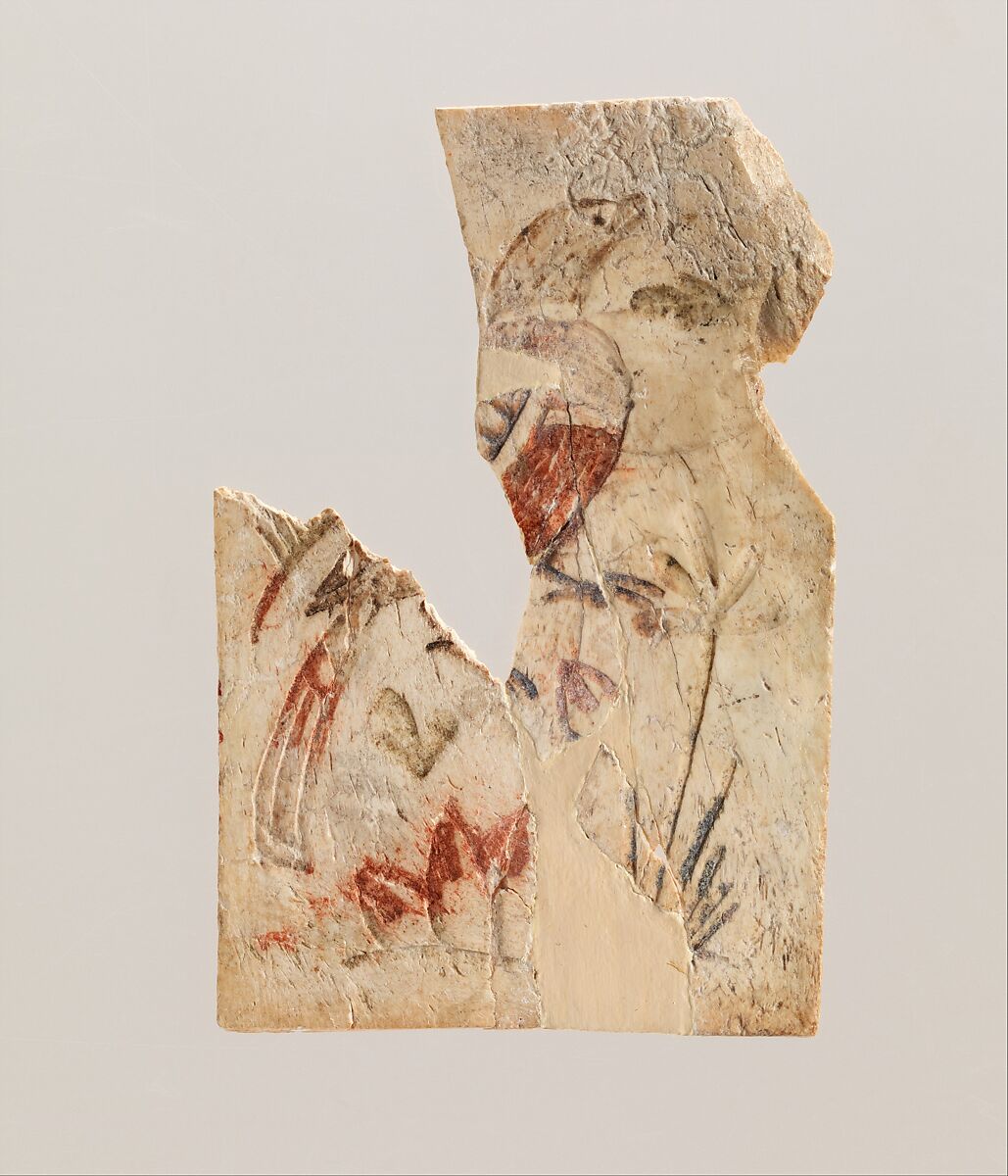 Plaque from a Casket with a bird, Bone with polychromy, Coptic