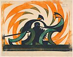 The Winch, Sybil Andrews, Color linocut on Japanese paper