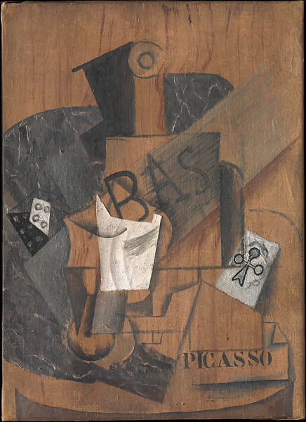 Bottle of Bass and Glass, Pablo Picasso, Enamel and oil on canvas