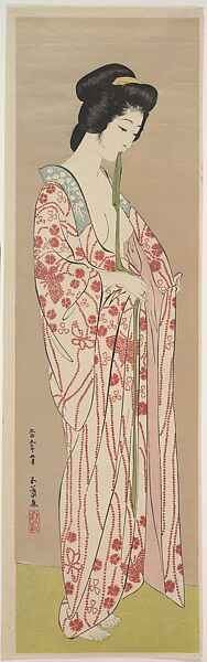 Woman Dressing, Hashiguchi Goyō, Woodblock print; ink, color, and mica on paper, Japan