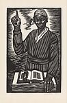 In Sojourner Truth I Fought for the Rights of Women as well as Negroes, from “The Negro Woman” series, Elizabeth Catlett, Linocut