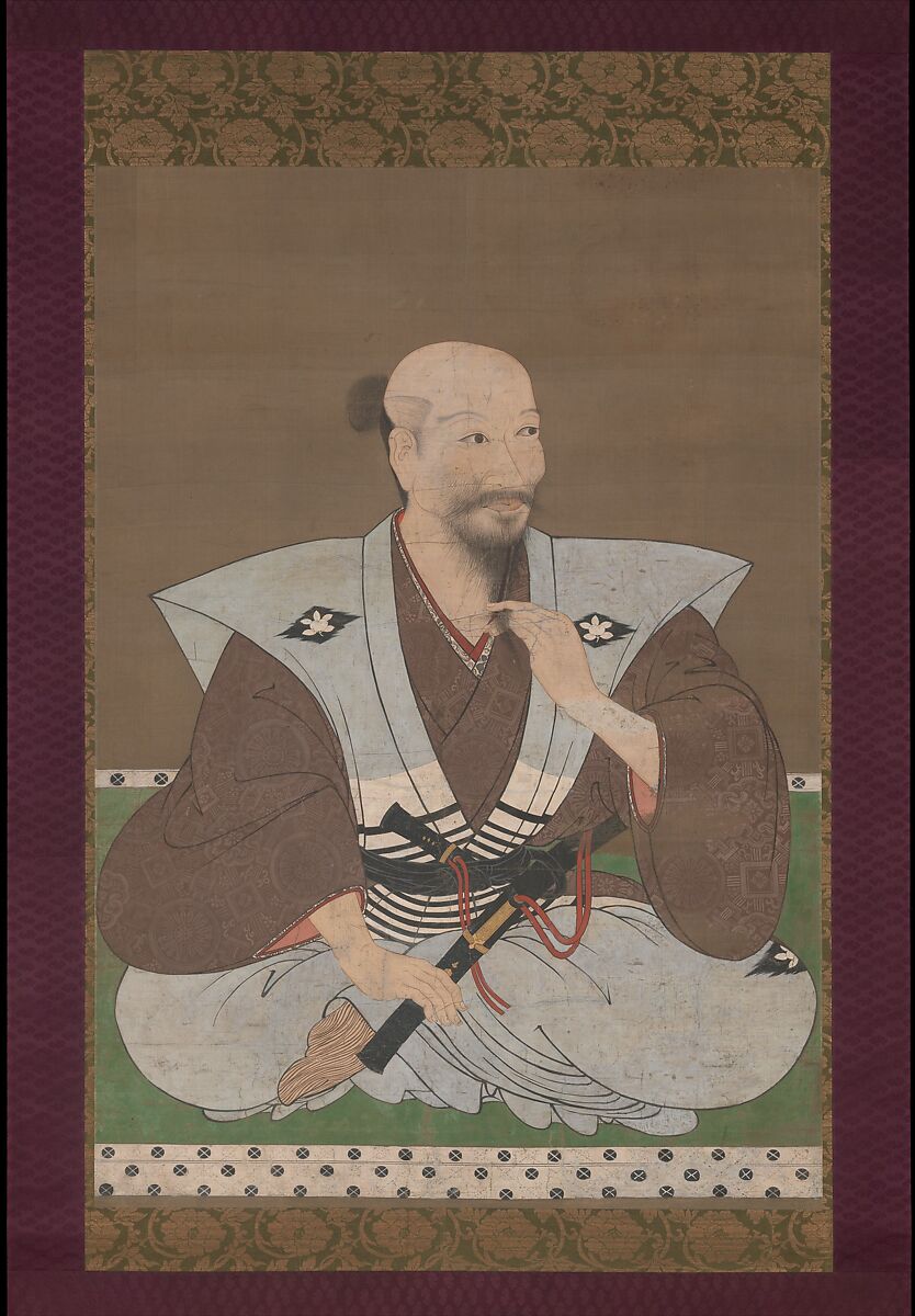 Portrait of a Warrior, Unidentified artist, Hanging scroll; ink and color on silk, Japan