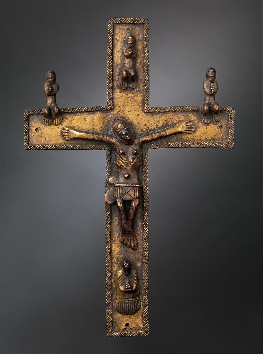 Crucifix, Solid cast brass, Kongo artist