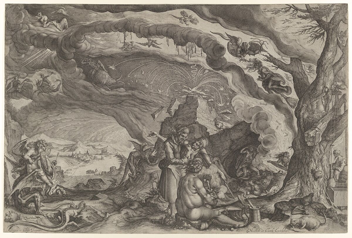 Witches Preparing for Sabbath, Andries Stock, Engraving