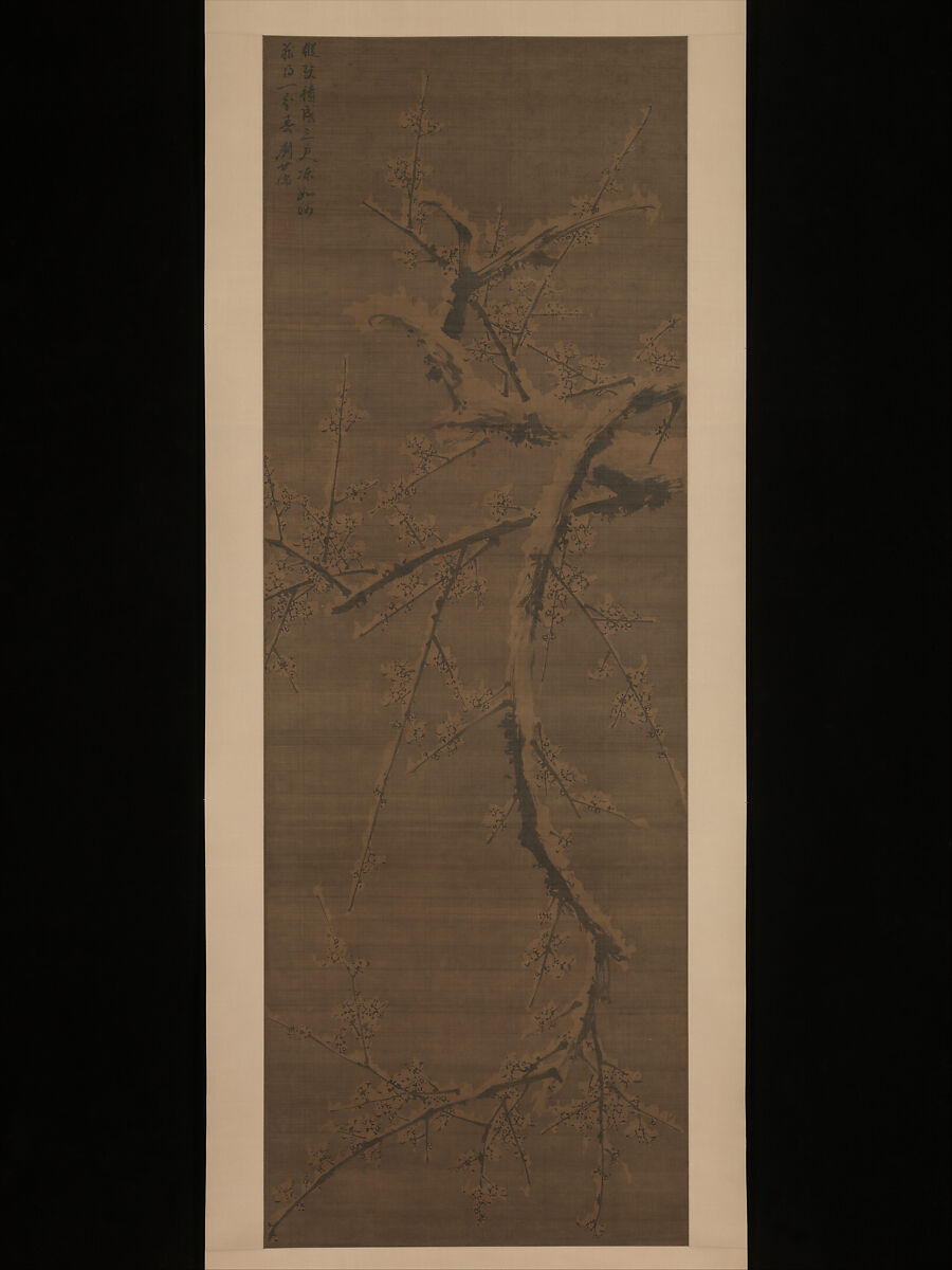 Plum in snow, Liu Shiru, Hanging scroll; ink on silk, China