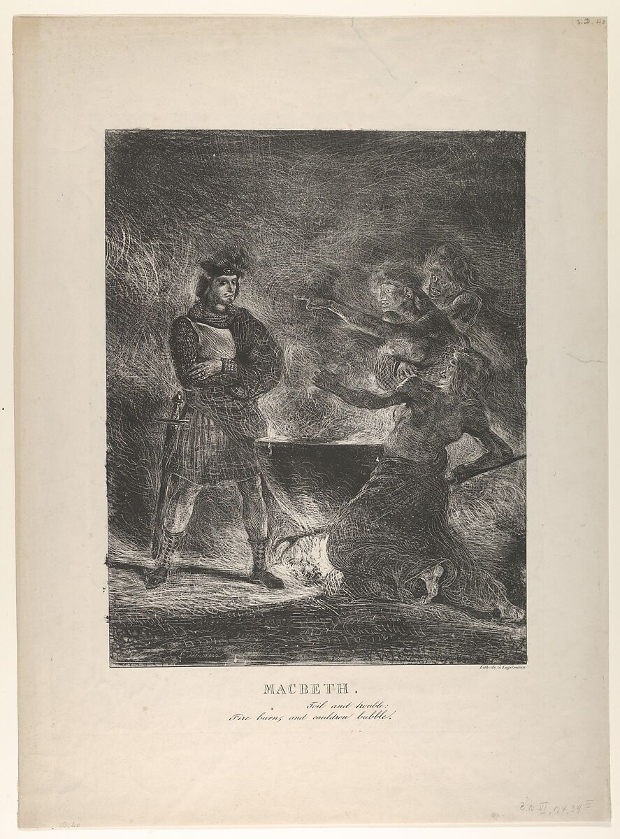 Macbeth Consulting the Witches, Eugène Delacroix, Lithograph; third state of five