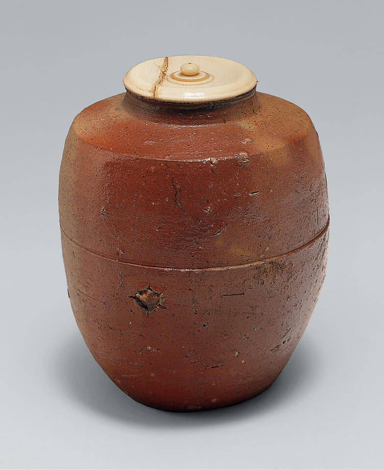 Tea Caddy (Chaire), Stoneware with natural ash glaze (Bizen ware), Japan