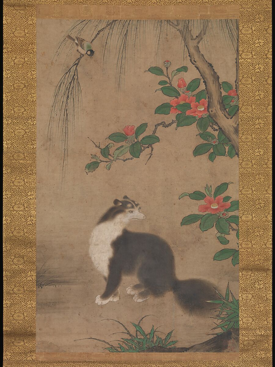 Musk Cat, Uto Gyoshi, Hanging scroll; ink and color on paper, Japan