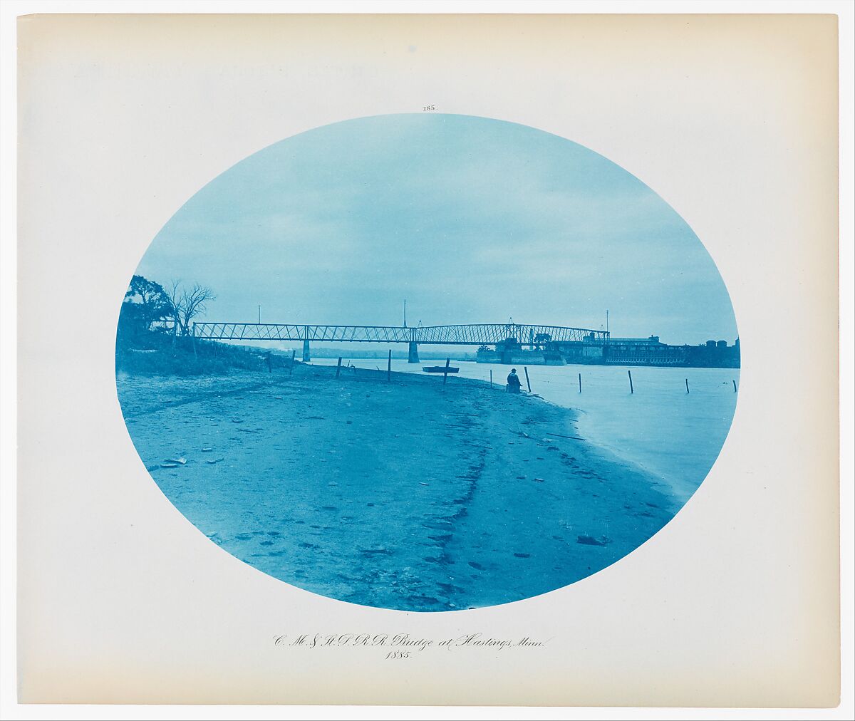 No. 185. Chicago, Milwaukee & St. Paul Rail Road Bridge at Hasting, Minnesota, Henry P. Bosse, Cyanotype