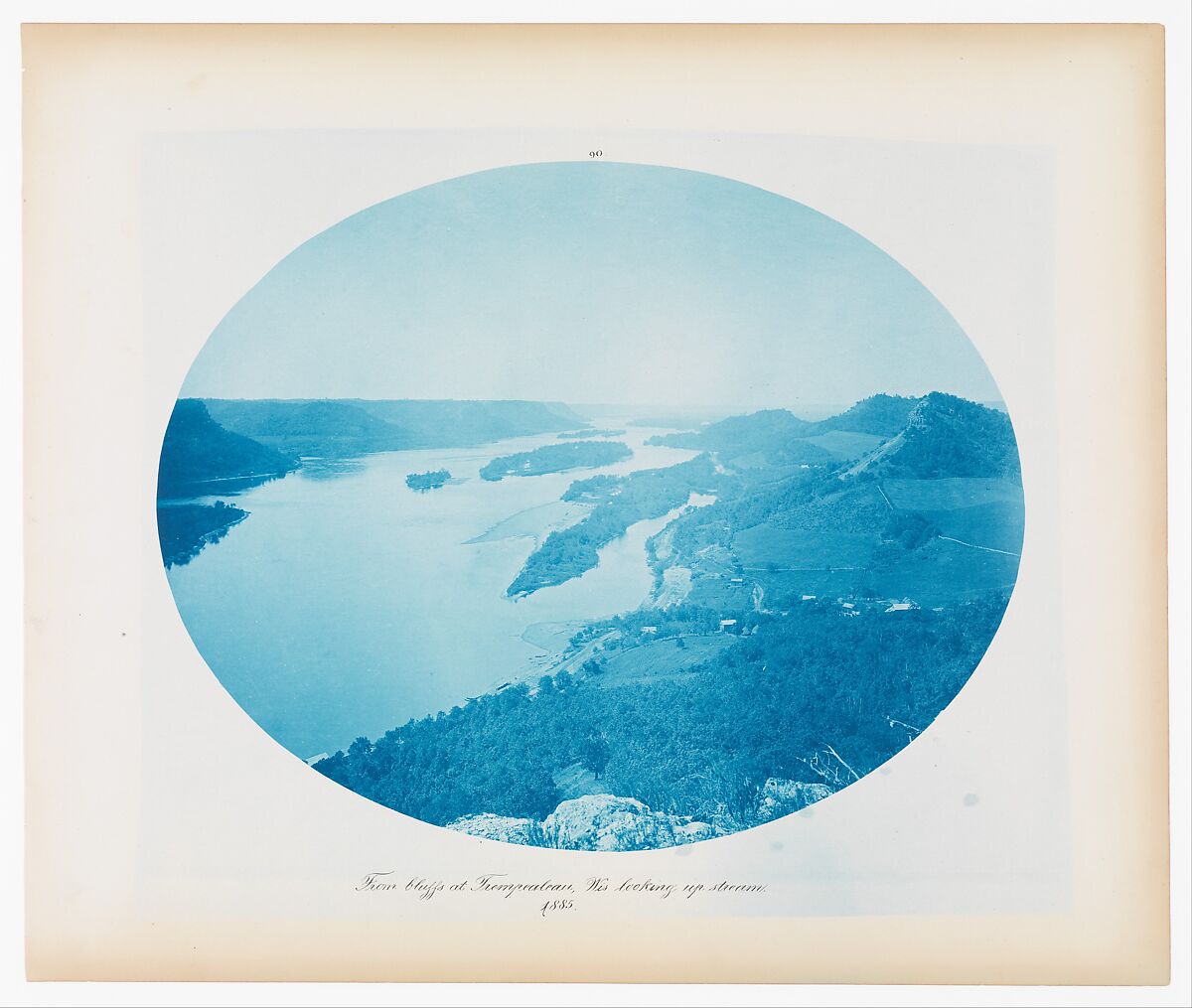 No. 90. From bluffs at Trempealueau, Wisconsin Looking Up Stream, Henry P. Bosse, Cyanotype