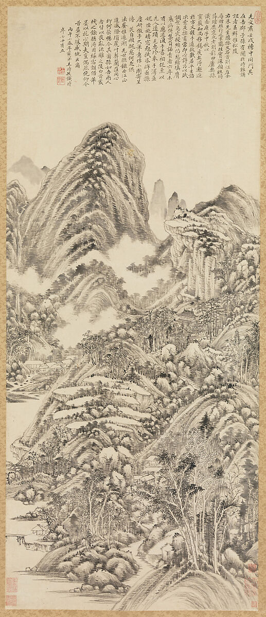 Landscape in the style of Huang Gongwang, Wang Shimin, Hanging scroll; ink on paper, China