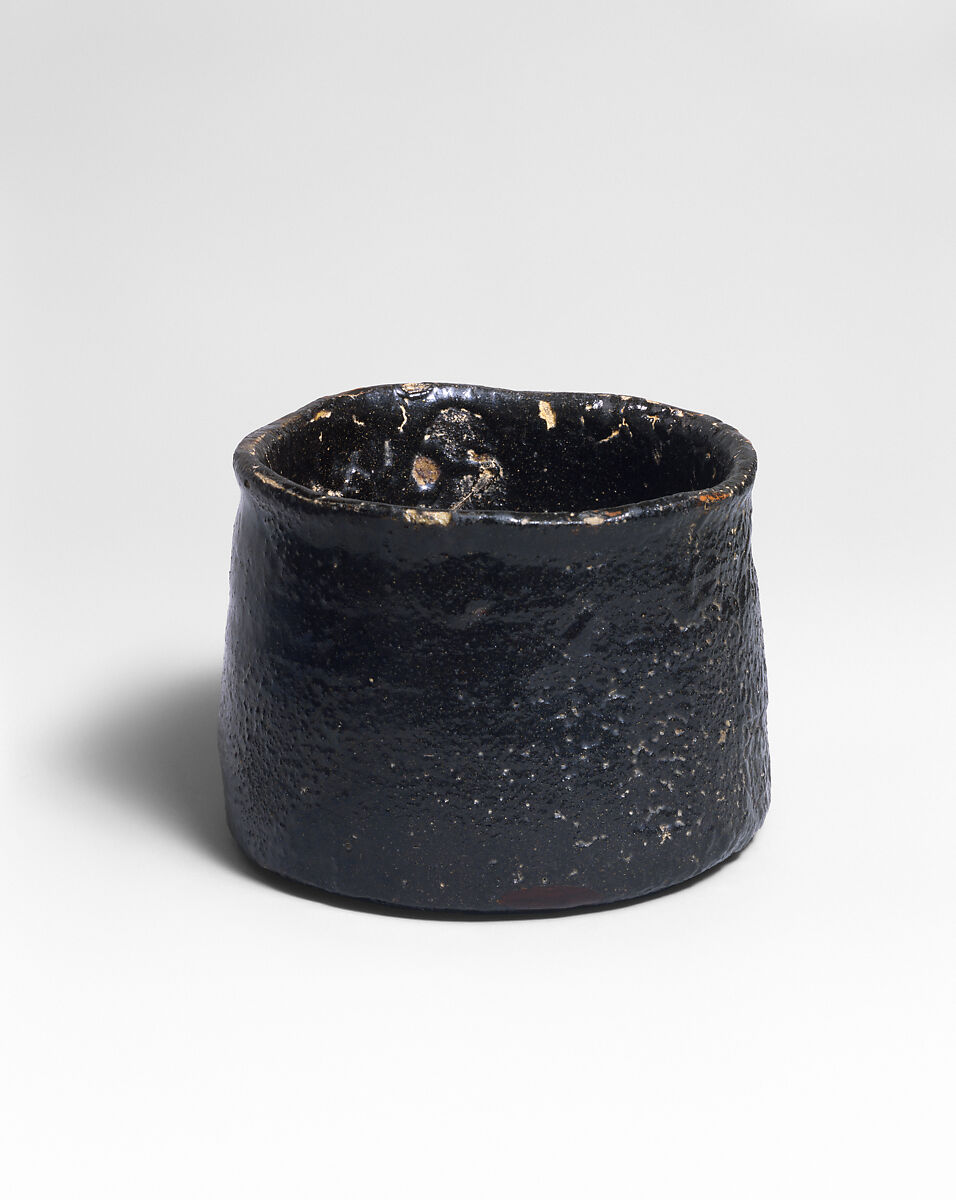 Black Seto (Seto-guro) Tea Bowl, named Iron Mallet (Tettsui)
, Stoneware with black glaze (Mino ware, Black Seto type), Japan