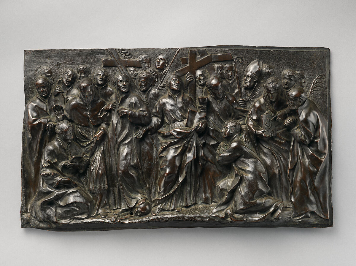 Saint Ignatius Loyola with saints and martyrs of the Jesuit order, Alessandro Algardi, Bronze