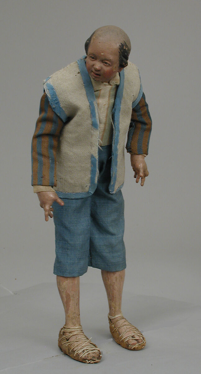 Shepherd, Polychromed terracotta head and wooden limbs; body of wire wrapped in tow; cotton and silk garments; leather shoes