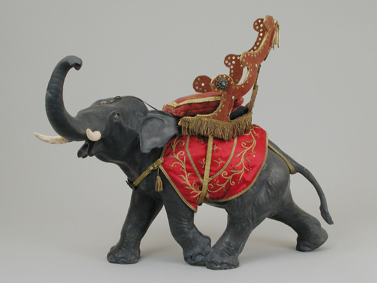 Elephant, Polychromed terracotta and ivory