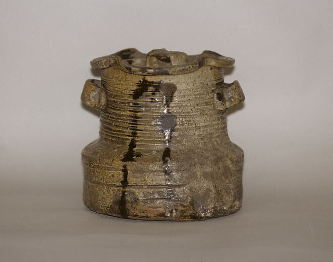 Freshwater Jar (Mizusashi), Stoneware with natural ash, feldspar, and iron glazes (Mino ware, Iga type), Japan