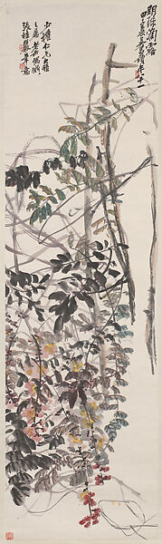 Dew-Moistened Pearls, Wu Changshuo, Hanging scroll; ink and color on paper, China