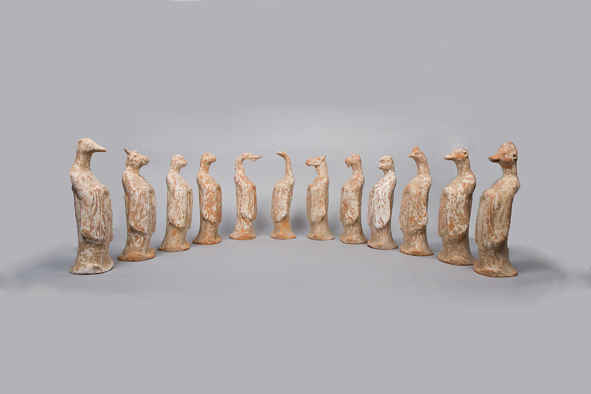 Set of twelve zodiac animals, Earthenware with white slip, China