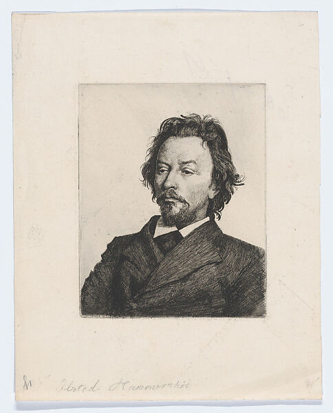 Portrait of Vilhelm Hammershøi, Peter Ilsted, Etching