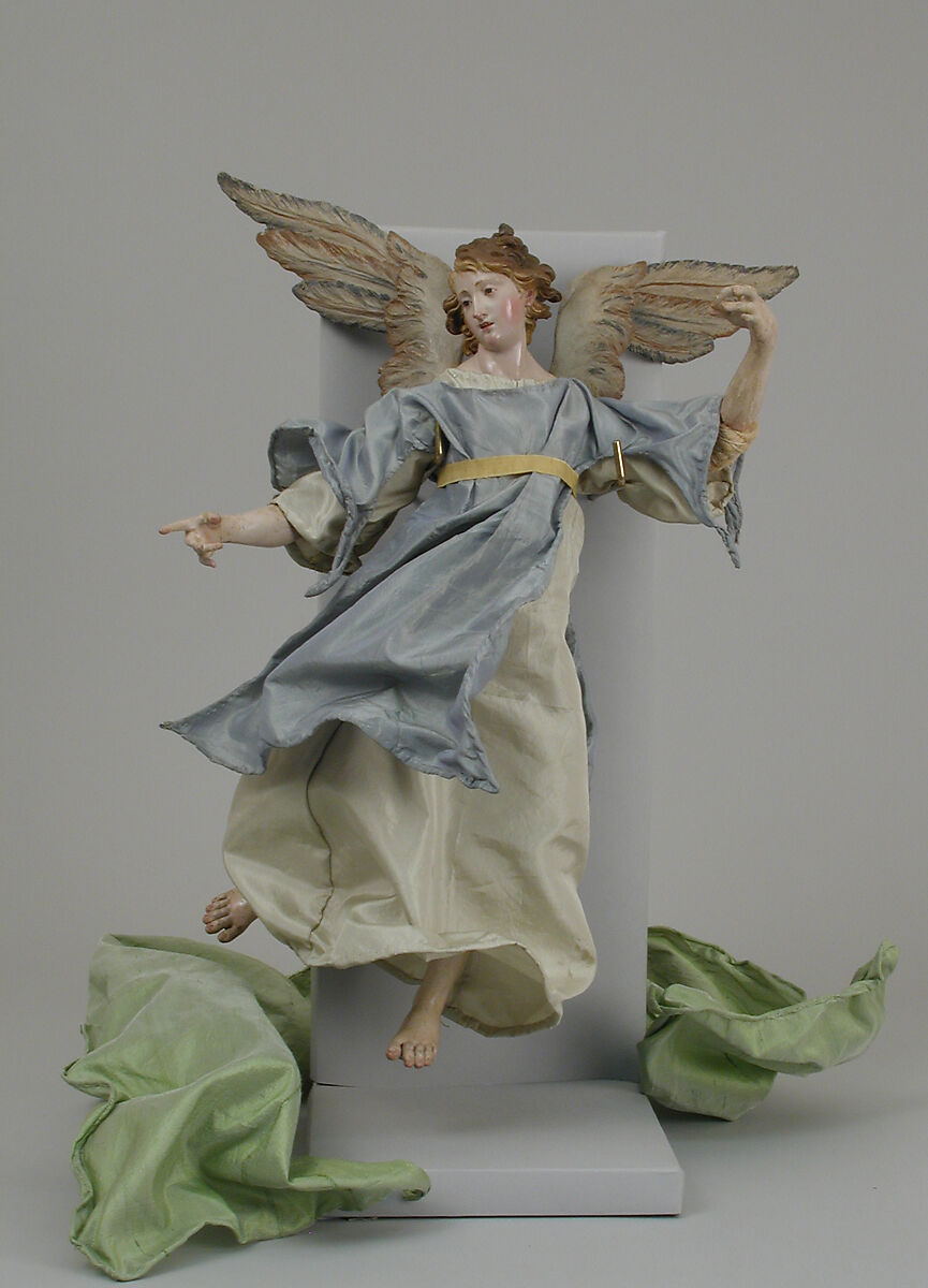 Angel, Polychromed wood and terracotta, straw, cloth and silk