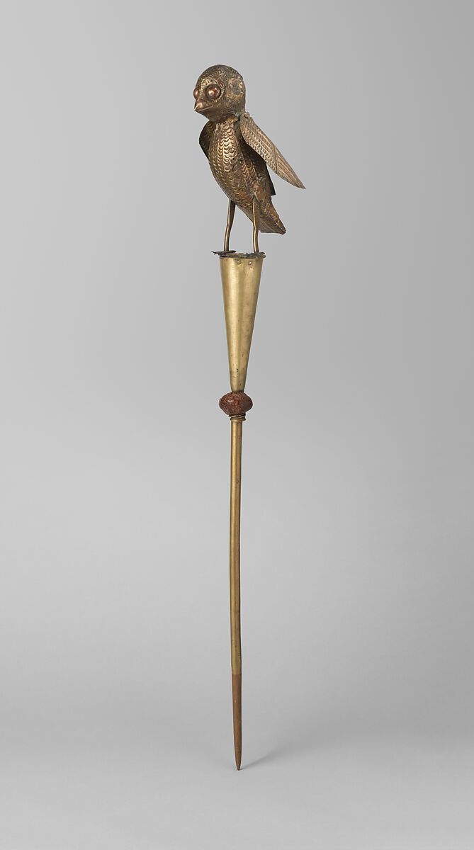 Staff (Recade): Bird, Brass (hammered), copper, tin, seed pod(?), Fon peoples