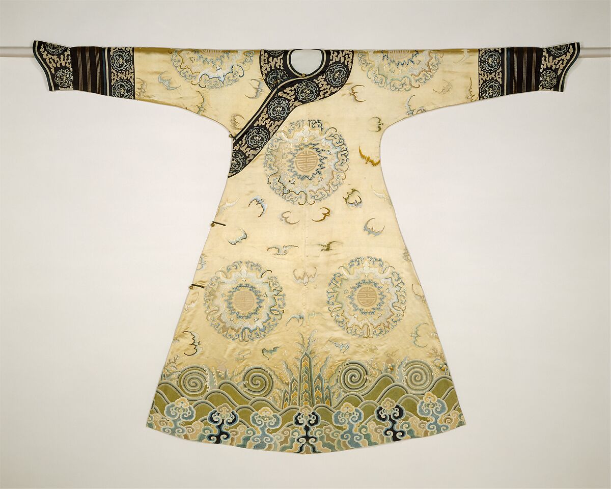 Woman’s ceremonial robe, Silk and metallic thread embroidery on silk satin, China