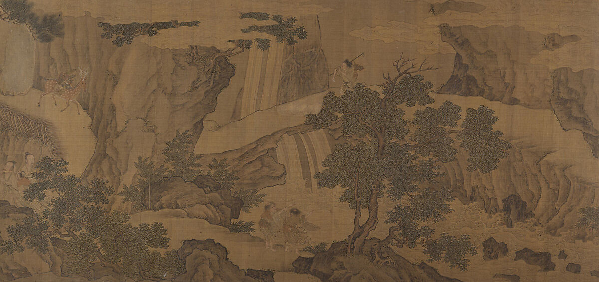 Daoist immortals in a landscape, Unidentified artist, Handscroll; ink and color on silk, China