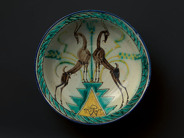 Plaque with gazelles, Wilhelm Hunt Diederich, Earthenware, American