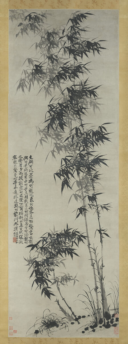 Bamboo in wind and rain, Shitao (Zhu Ruoji), Hanging scroll; ink on paper, China