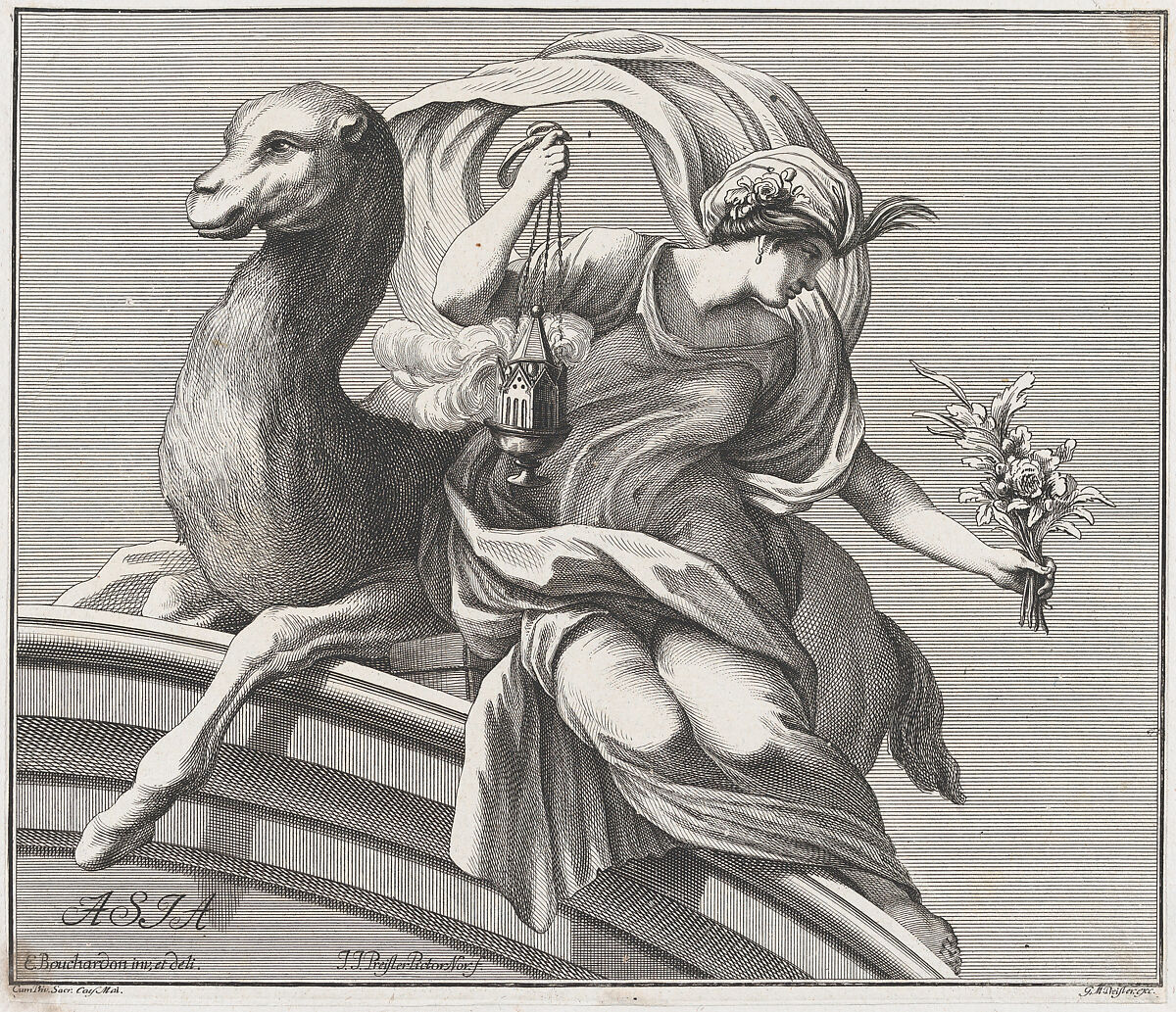 Allegory of Asia, from the Four Continents, Johann Justin Preissler, Engraving