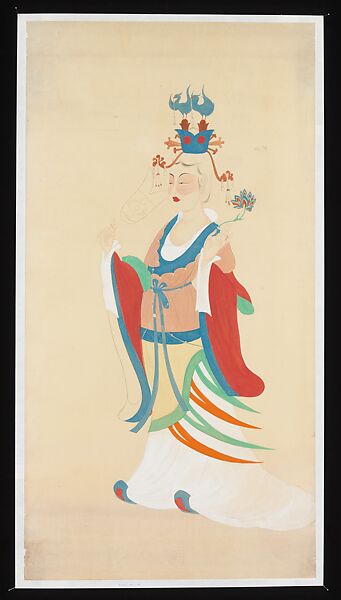 Celestial maiden, Xie Zhiliu, Drawing mounted as a hanging scroll; ink and color on paper, China