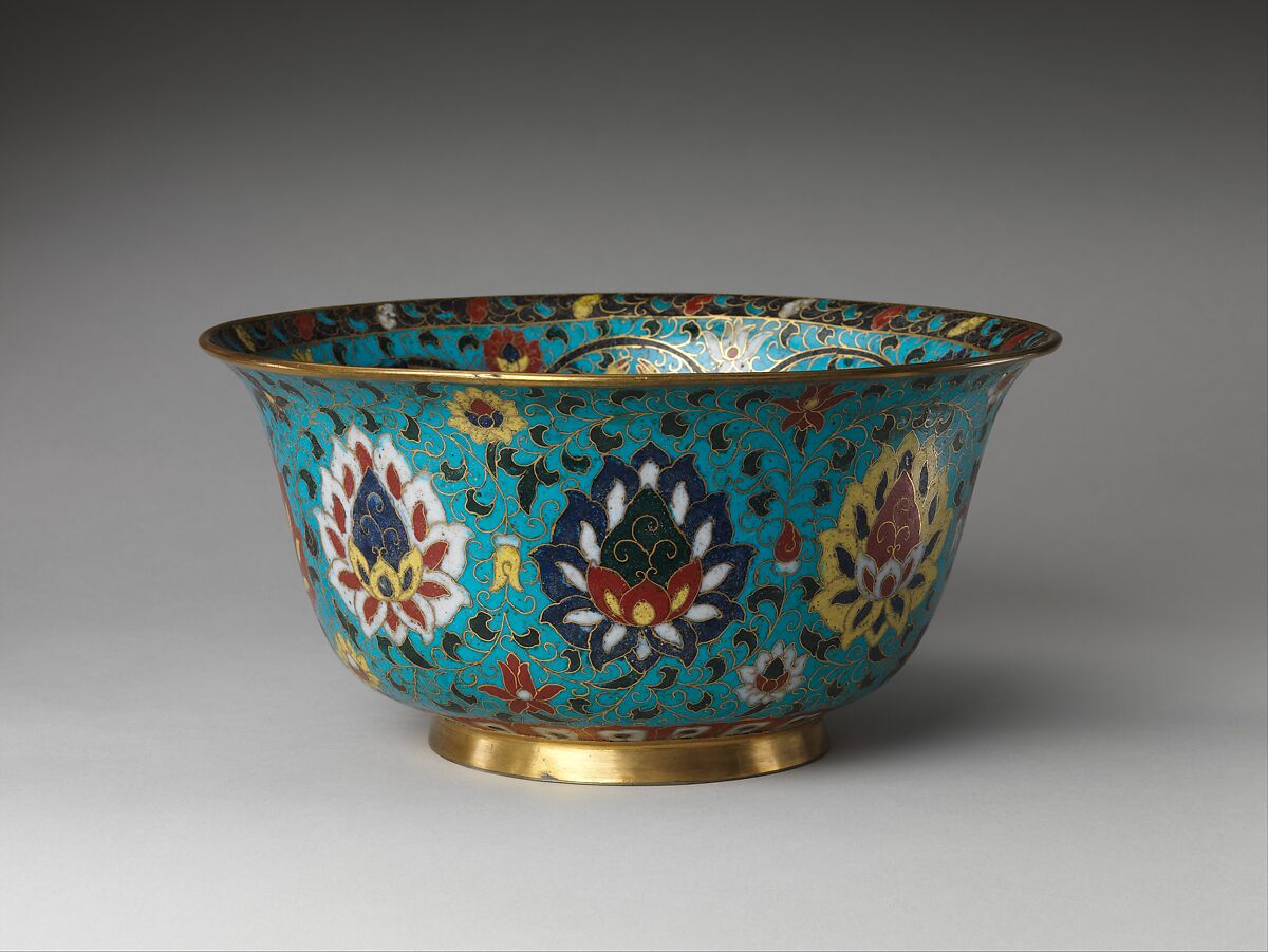 Bowl with the Eight Buddhist Treasures

, Cloisonné enamel, China