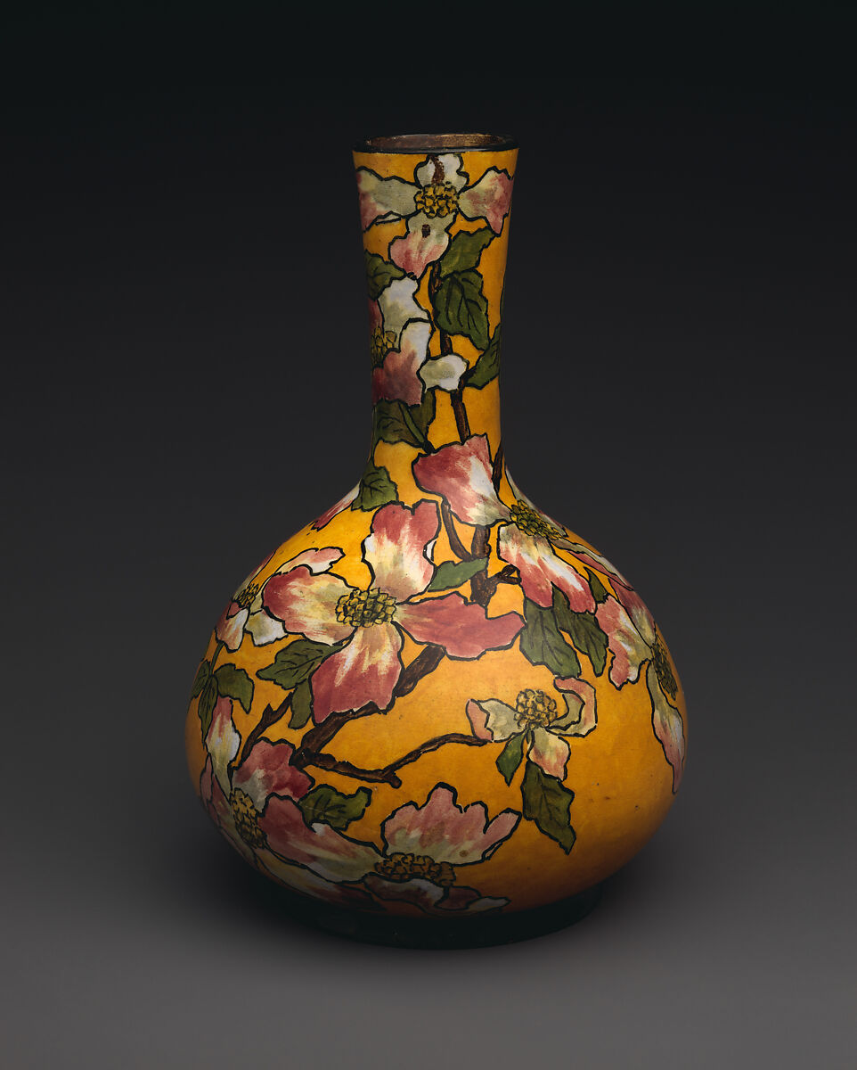 Vase with dogwood blossoms, John Bennett, Earthenware, American