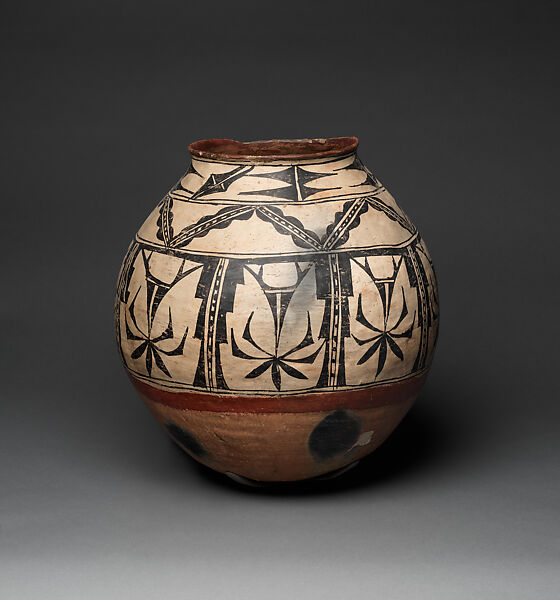 Powhoge polychrome storage jar, Clay and pigment, Tewa, Native American