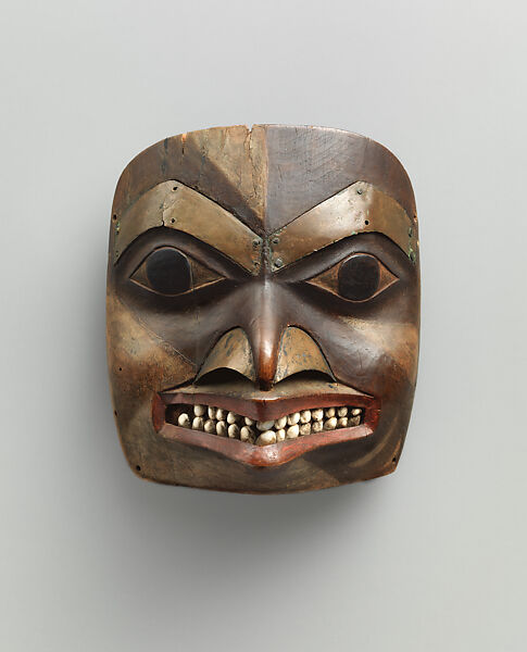 Maskette, Wood, copper, shell, and pigment, Tsimshian or Tlingit, Native American