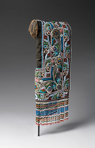 Woman's hood, Wool cloth, glass beads, and silk thread, James Bay Cree, Native American
