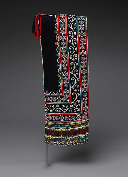 Woman's hood, Wool cloth, glass beads, and silk ribbon, James Bay Cree, Native American