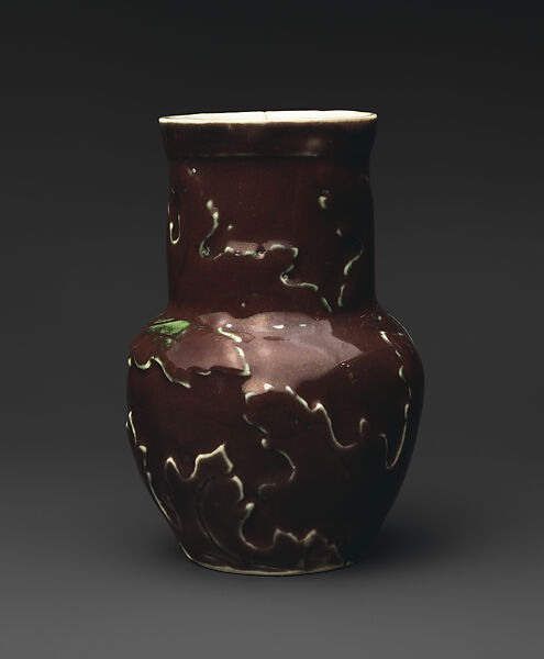 Losanti vase with grape leaves, M. Louise McLaughlin, Porcelain, American