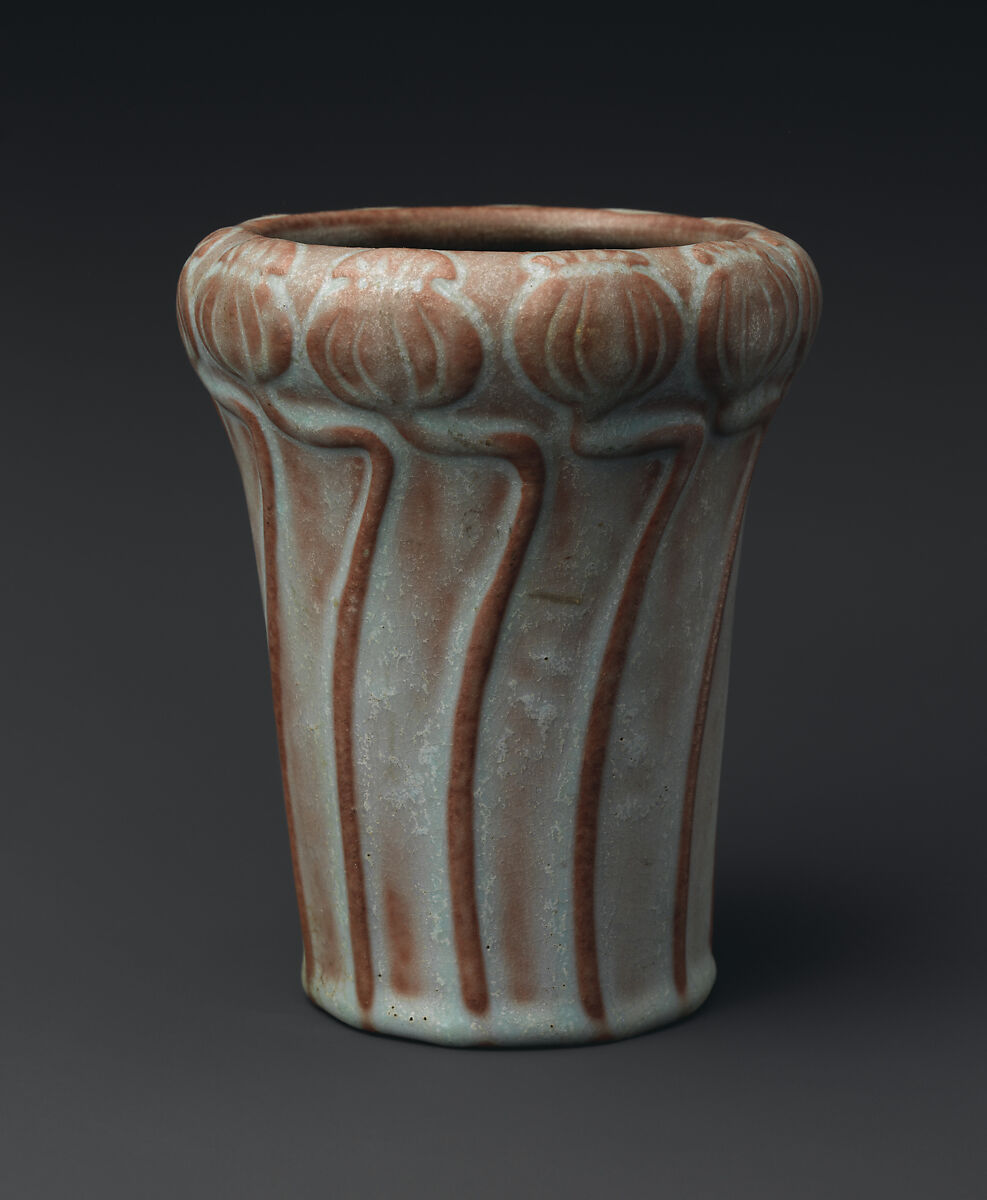 Vase with poppy seed pods, Artus Van Briggle, Stoneware, American