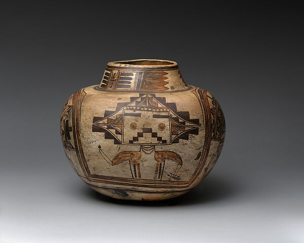 Polacca polychrome water jar, Nampeyo, Clay and pigment, Hopi-Tewa, Native American
