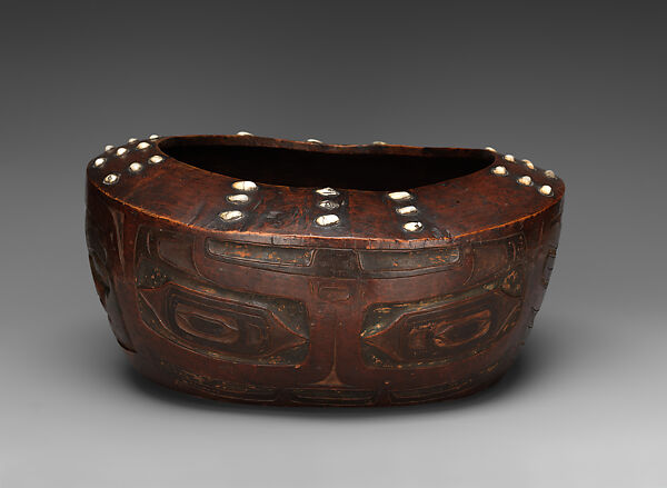 Bowl, Wood, shell, and pigment, Tlingit, Native American