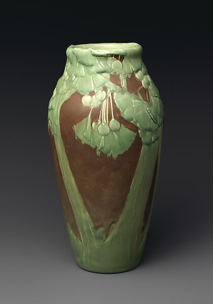Vase with gingko, Kataro Shirayamadani, Earthenware, American