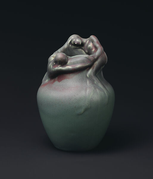 Vase with nudes, Anna Marie Valentien, Earthenware, American