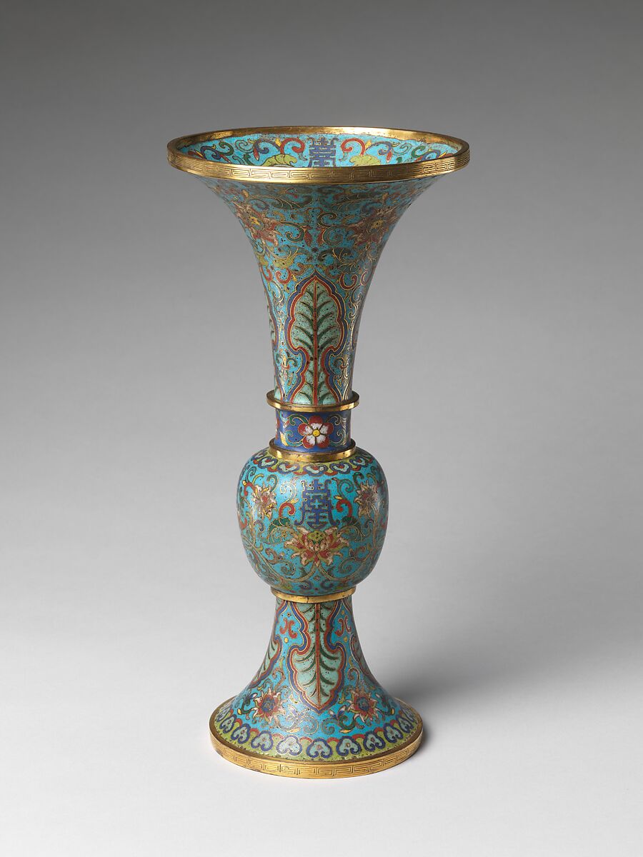 Vase from a five-piece altar set, Cloisonné enamel, China