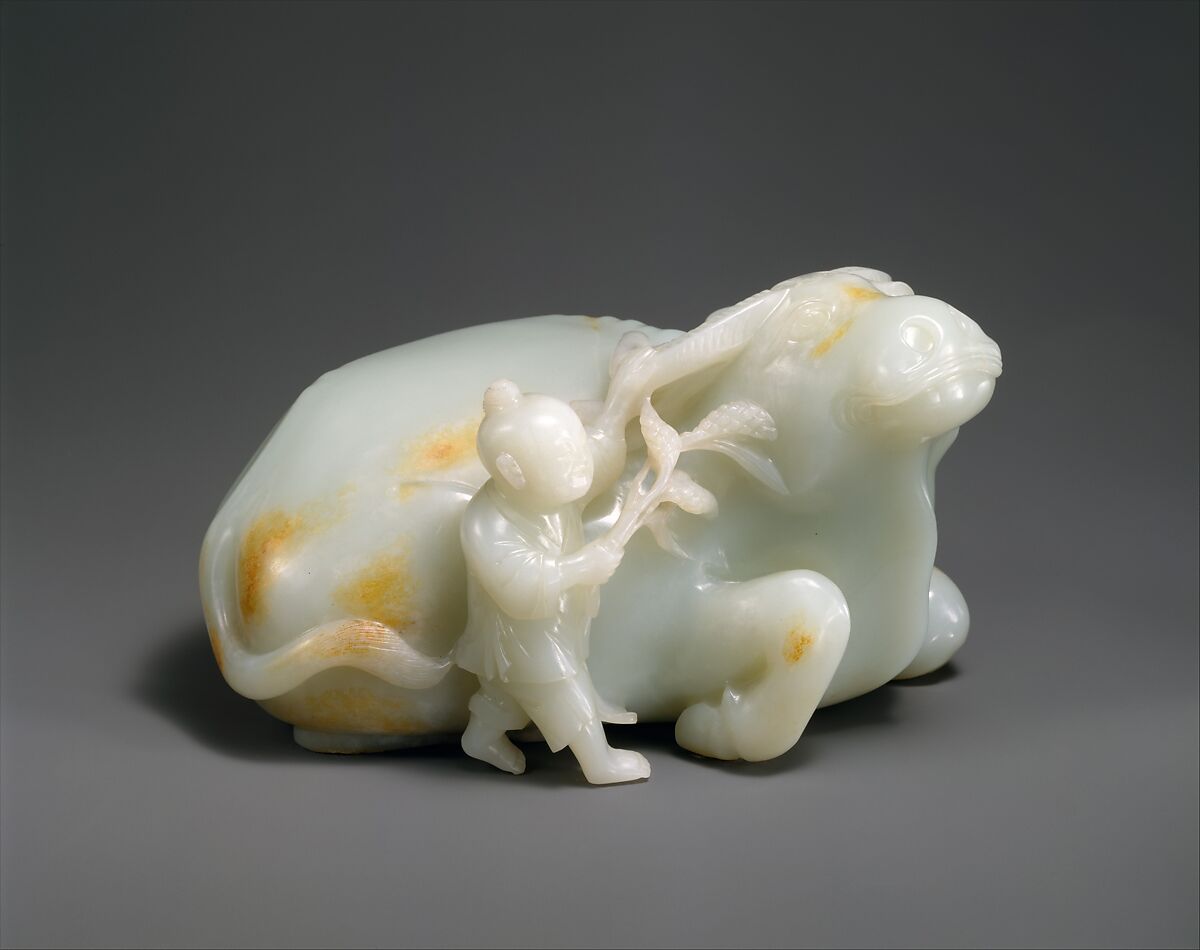 Boy with water buffalo, Jade (nephrite), China