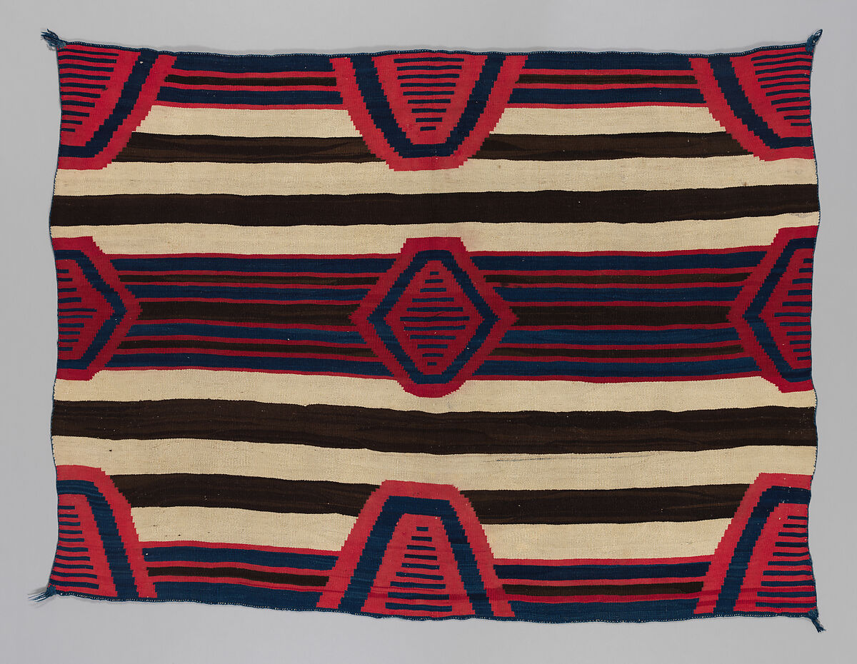 Chief's blanket, Unidentified, Dyed and undyed wool, Diné/Navajo, Native American
