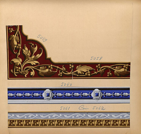 Borders: patterns 5058, 5059, 5060, 5061, Isidore Leroy, Album of machine-printed paper
