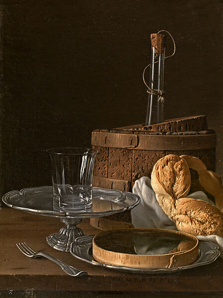 Still Life with Box of Jelly, Bread, Salver with Glass, and Cooler, Luis Meléndez, Oil on canvas