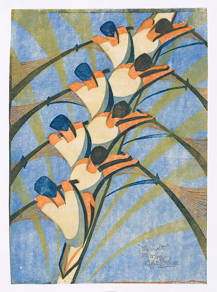 The Eight, Cyril E. Power, Color linocut on Japanese paper